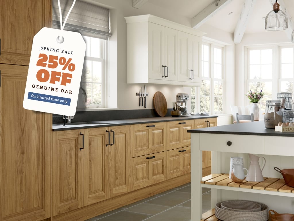 Genuine Oak bespoke kitchens sale with 25% off