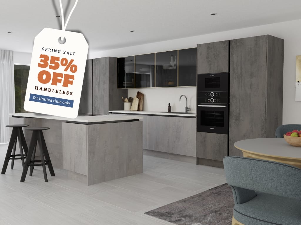 Handleless bespoke kitchen sale